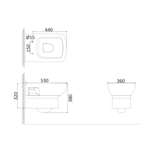 Унитаз подвесной Creo Ceramique Tours TO1100N+TO1001N